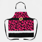 ピンクのヒョウ柄サンタクロースの衣装クリスマス エプロン (正面)