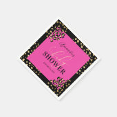 ピンクのヒョウ柄シャワー スタンダードカクテルナプキン (角)