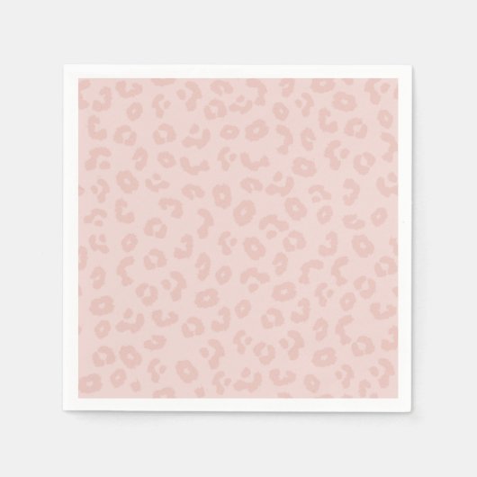 ピンクのヒョウ柄プリント スタンダードカクテルナプキン (正面)
