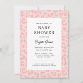 ピンクのヒョウ柄ベビーシャワー 招待状 (正面)