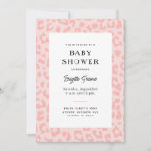 ピンクのヒョウ柄ベビーシャワー 招待状 (正面)
