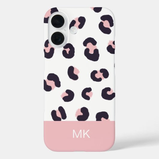 ピンクのヒョウ柄モノグラム入り Case-Mate iPhoneケース (裏面)