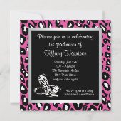 ピンクのヒョウ柄女子卒業パーティー 招待状 (裏面)