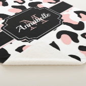 ピンクのヒョウ柄 シェルパブランケット (3/4)