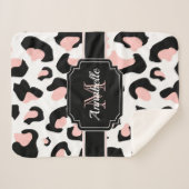 ピンクのヒョウ柄 シェルパブランケット (正面(横))