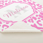 ピンクのヒョウ柄 シェルパブランケット (3/4)