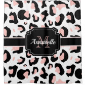 ピンクのヒョウ柄 シャワーカーテン (正面)