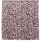 ピンクのヒョウ柄 シャワーカーテン (正面)