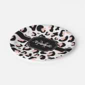 ピンクのヒョウ柄 ペーパープレート (アングル)