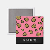 ピンクのヒョウ柄 マグネット (正面/裏面)