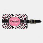 ピンクのヒョウ柄 ラゲッジタグ (正面横)