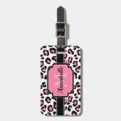 ピンクのヒョウ柄 ラゲッジタグ (正面縦)