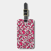 ピンクのヒョウ柄 ラゲッジタグ (正面縦)
