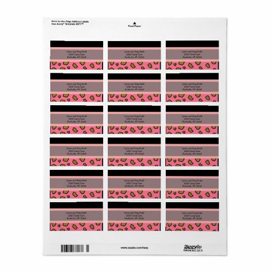 ピンクのヒョウ柄 ラベル (フルシート)