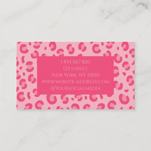 ピンクのヒョウ柄 名刺 (裏面)