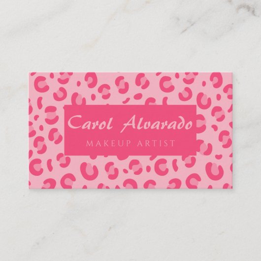 ピンクのヒョウ柄 名刺 (正面)