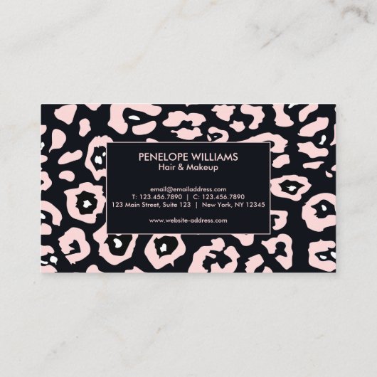 ピンクのヒョウ柄 名刺 (裏面)