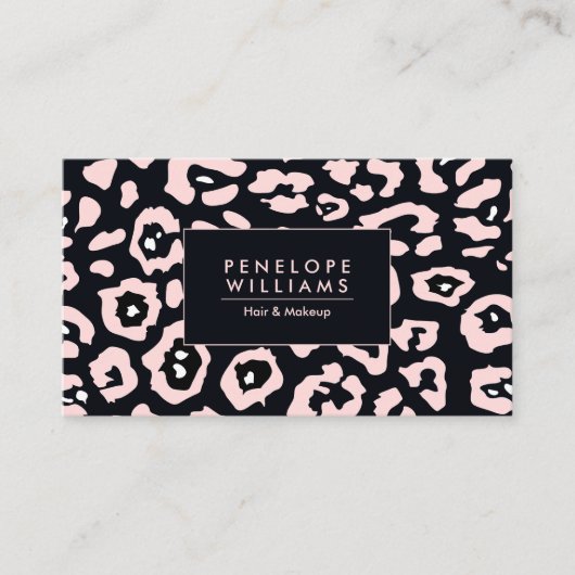 ピンクのヒョウ柄 名刺 (正面)