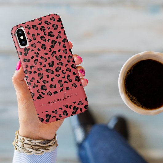 ピンクのヒョウ柄 名前変更可能 アニマルデザイン Case-Mate iPhoneケース