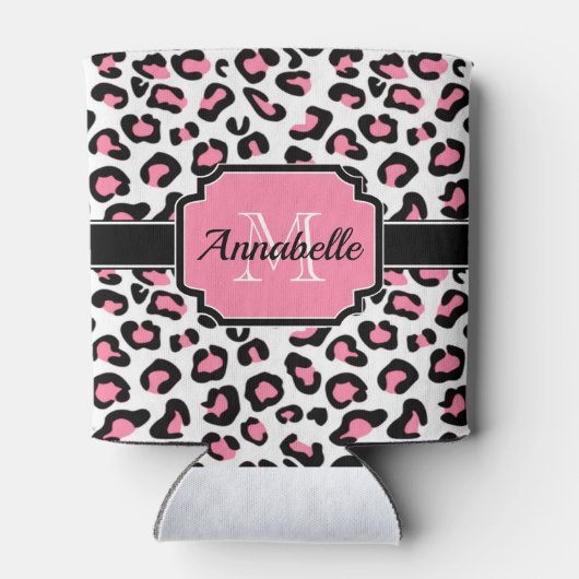 ピンクのヒョウ柄 缶クーラー (裏面)