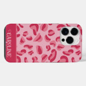 ピンクのヒョウ柄 iPhoneケース (裏面横)