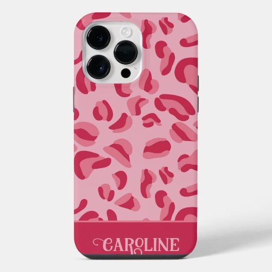 ピンクのヒョウ柄 iPhoneケース (裏面)