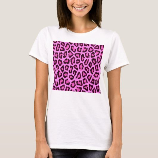 ピンクのヒョウ柄 Tシャツ (正面)
