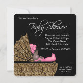ピンクのヒョウ民族の赤ちゃんガールシャワー 招待状 (裏面)