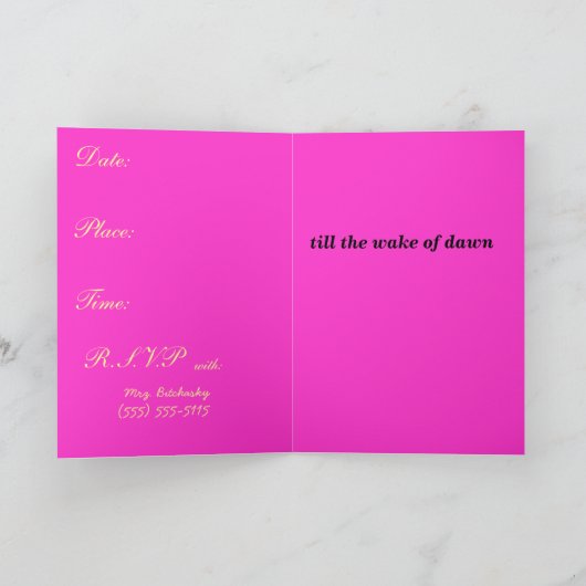 ピンクのヒョウ、ロックスターのようなパーティーのように… 招待状 (内部)