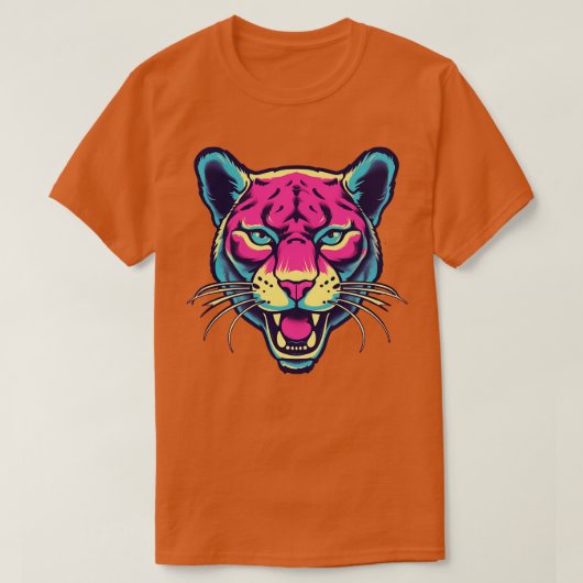 ピンクのヒョウ Tシャツ (デザイン正面)
