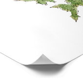 ピンクのヒラメ花の水色とインク ポスター (角)