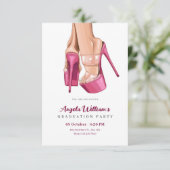ピンクのヒールの甘い卒業パーティー 招待状 (スタンド正面)