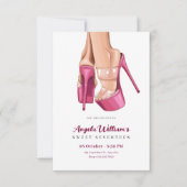 ピンクのヒールの甘い誕生日パーティー 招待状 (正面)
