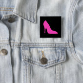 ピンクのヒール付きブラック 缶バッジ (インサイチュ)