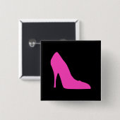 ピンクのヒール付きブラック 缶バッジ (正面&裏面)