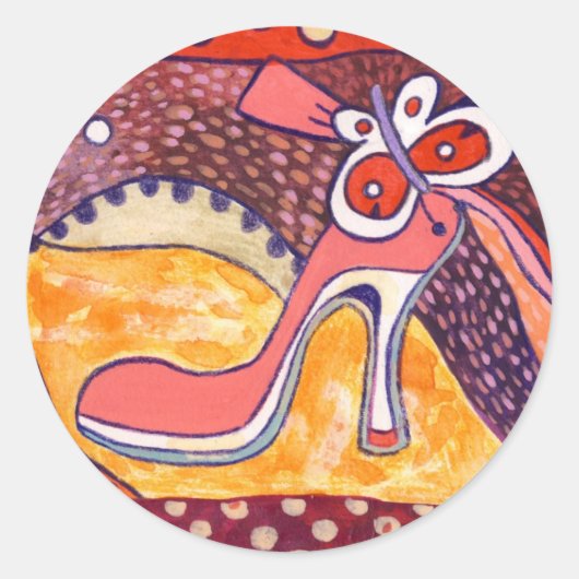 ピンクのヒール ラウンドシール (正面)