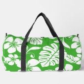 ピンクのビキニ柄が草緑色の背景に ダッフルバッグ (正面)