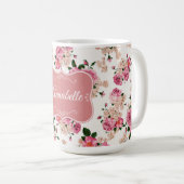 ピンクのビクトリアンバラ{ersonalize コーヒーマグカップ (正面右)