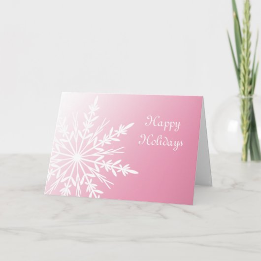ピンクのビジネスのクリスマスカードのスノーフレーク シーズンカード (正面)