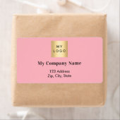 ピンクのビジネスのロゴ差出人住所出荷 ラベル (インサイチュ)