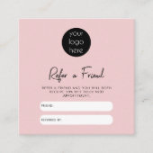ピンクのビジネスは友人の紹介ロイヤリティカードを参照 スクエア名刺 (正面)