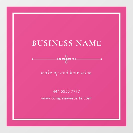 ピンクのビジネスサロン名ホワイトフレーム ウィンドウサイン (シート)