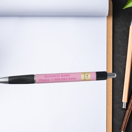 ピンクのビジネス会社ロゴ名電話番号 ボールペン