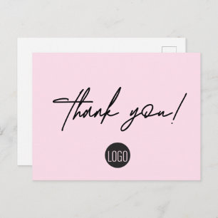 ピンクのビジネス顧客感謝ハンドレット ポストカード