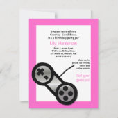 ピンクのビデオ賭博のパーティの招待状 招待状 (正面)