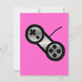 ピンクのビデオ賭博のパーティの招待状 招待状 (裏面)
