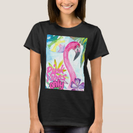ピンクのビブラのみ～ピンクのフラミンゴ Tシャツ