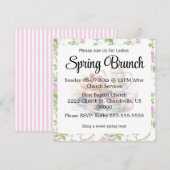 ピンクのビンテージスタイルのレディース フラワースプリング ブランシュ 招待状 (正面/裏面)