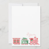 ピンクのビンテージトレイン クリスマスツリー デリバリー 招待状 (裏面)
