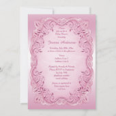 ピンクのビンテージ プリンセス バレリーナ ベイビー シャワー 招待状 (裏面)